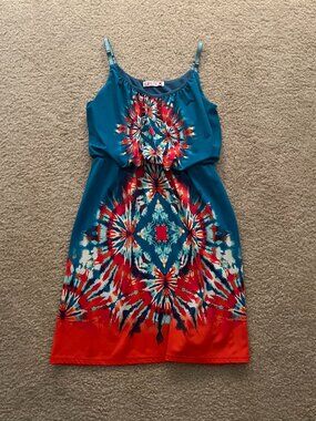Lipstick Spaghetti Stap Sundress • Size Small • Teal